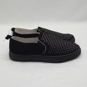 Tahari Girl's Shoes Size 1 Black Rhinestone Embellished Loafer Sneaker